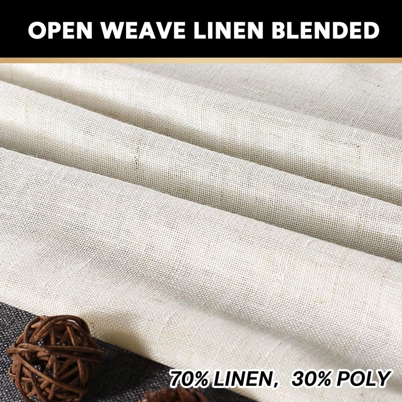 PrinceDeco Sheer Curtains Linen Blend Curtains Extra Long 108" Long, Rod Pocket Elegant Vertical Linen Curtain Panels for Farmhouse/Living Room Window Drapes for Bedroom(Ivory, 2 Panels) - Image 3